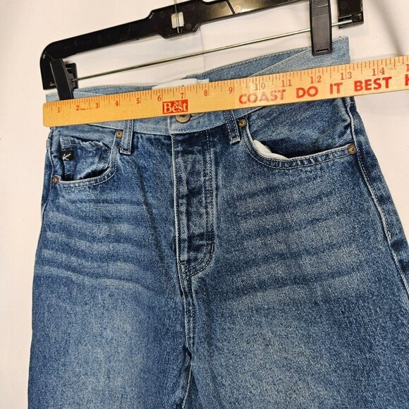 Kancan Women's High-Rise Patchwork Jeans Straight Leg Blue Size 1/24 - Picture 9 of 12